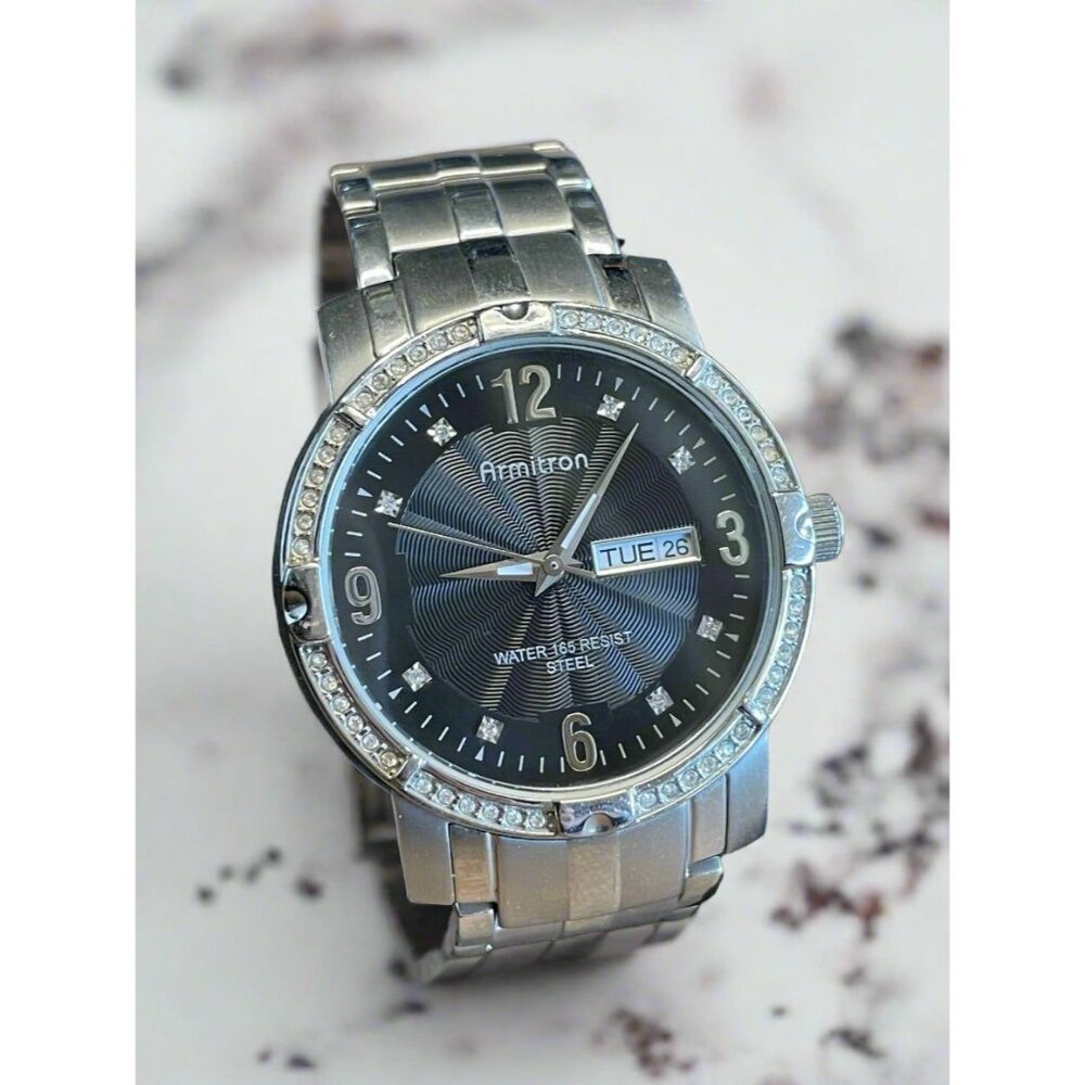 Armitron 20/4409SV Water Resistant 165 Feet All Stainless Steel Men Day Date Wat